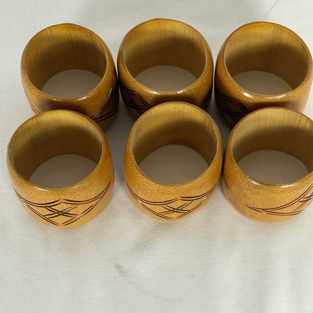 Set of 6 Bamboo Napkin Rings, BohoChick, Cottage Vibes - Picture 5 of 7